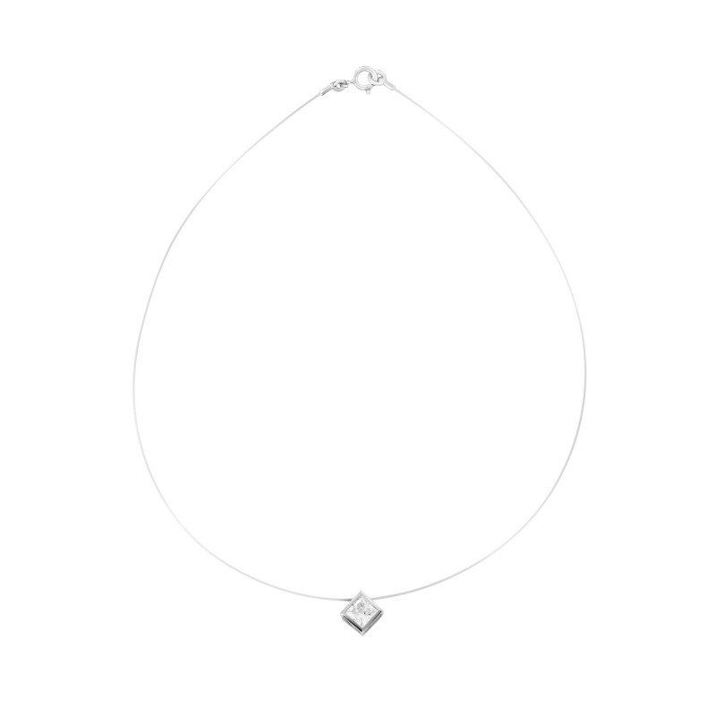 Adjustable square pattern transparent necklace - Necklaces - Guiot de Bourg