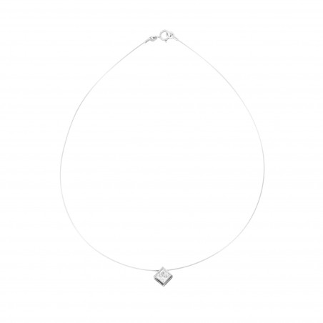 Collier transparent ajustable motif carré