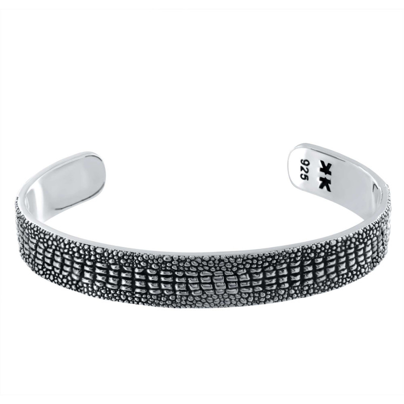 Sterling silver "Crocodile" bangle bracelet