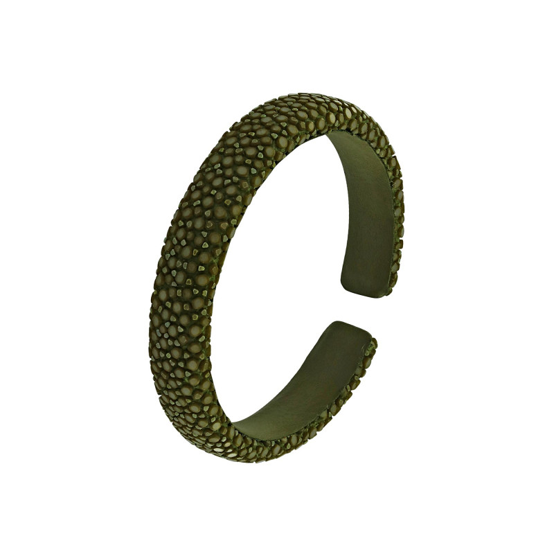 Kaki green shagreen bracelet - Shagreen - Guiot de Bourg
