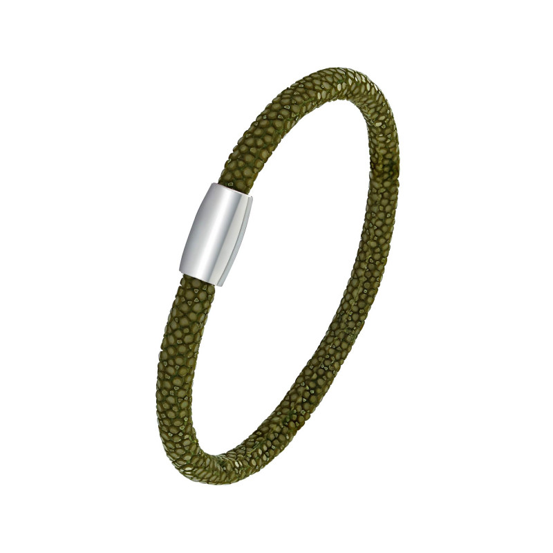 Kaki green shagreen bracelet - Shagreen - Guiot de Bourg