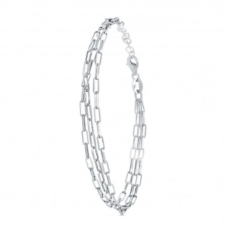 BRACELET 3 RANGS MAILLE RECT.PM 17+3CM RH