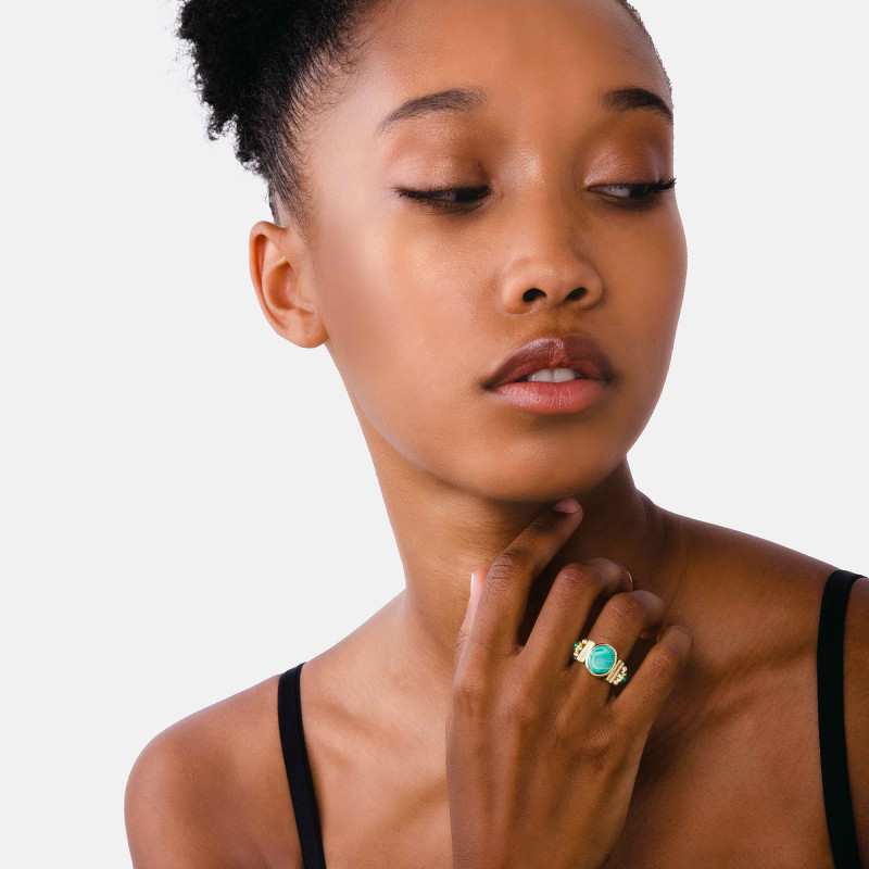 Bague Lison Malachite - Bagues en argent - Guiot de Bourg