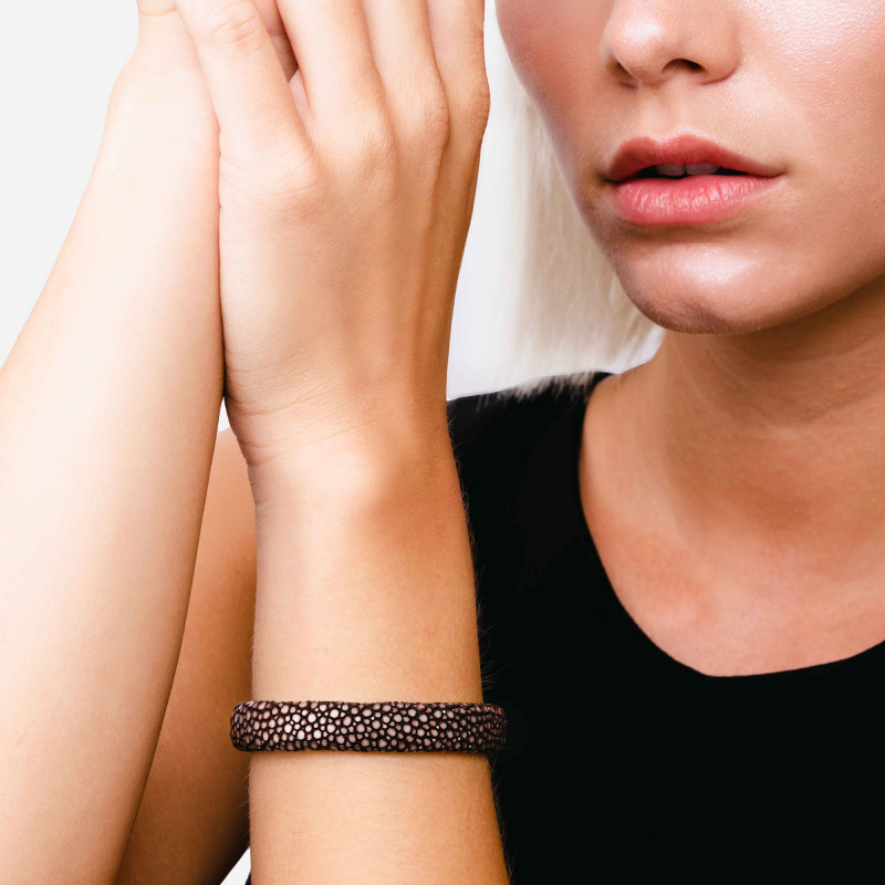 Brown shagreen bracelet - Shagreen - Guiot de Bourg