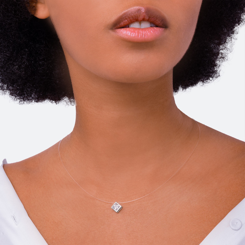 Adjustable square pattern transparent necklace - Necklaces - Guiot de Bourg