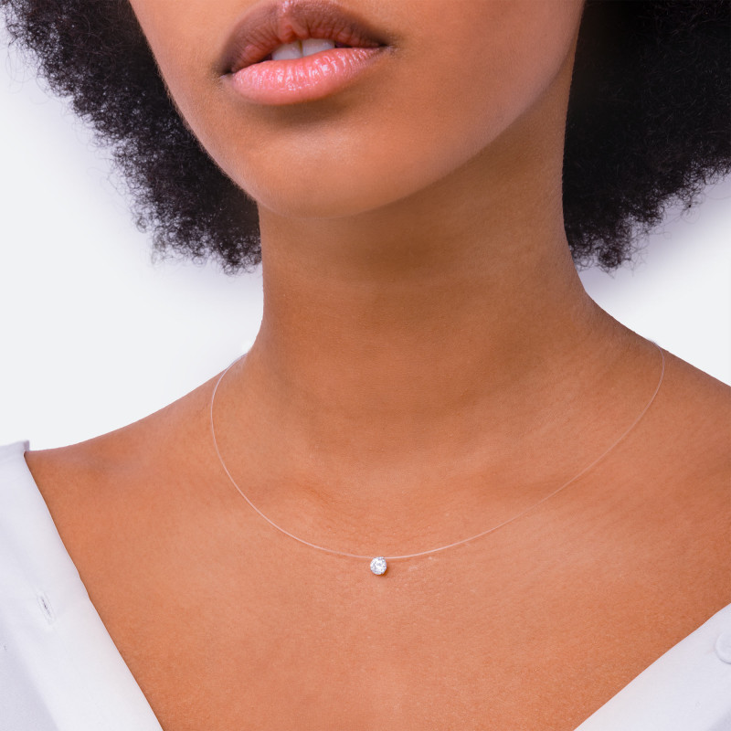Small adjustable 4 claw transparent necklace - Necklaces - Guiot de Bourg