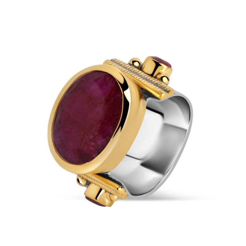 Bague Louisa Sillimanite rouge - Bagues en argent - Guiot de Bourg