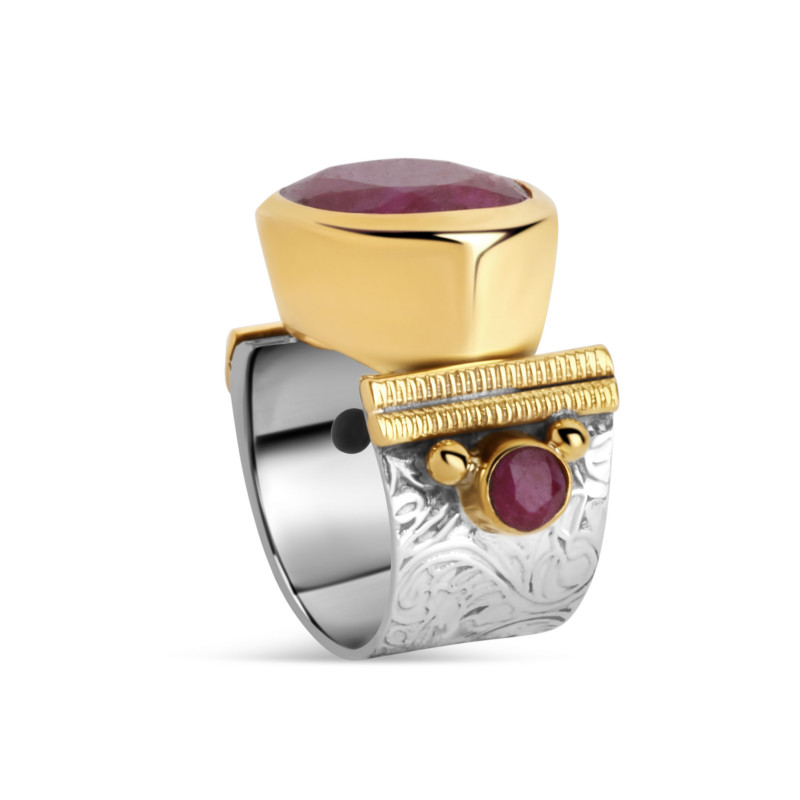 Bague Louisa Sillimanite rouge - Bagues en argent - Guiot de Bourg