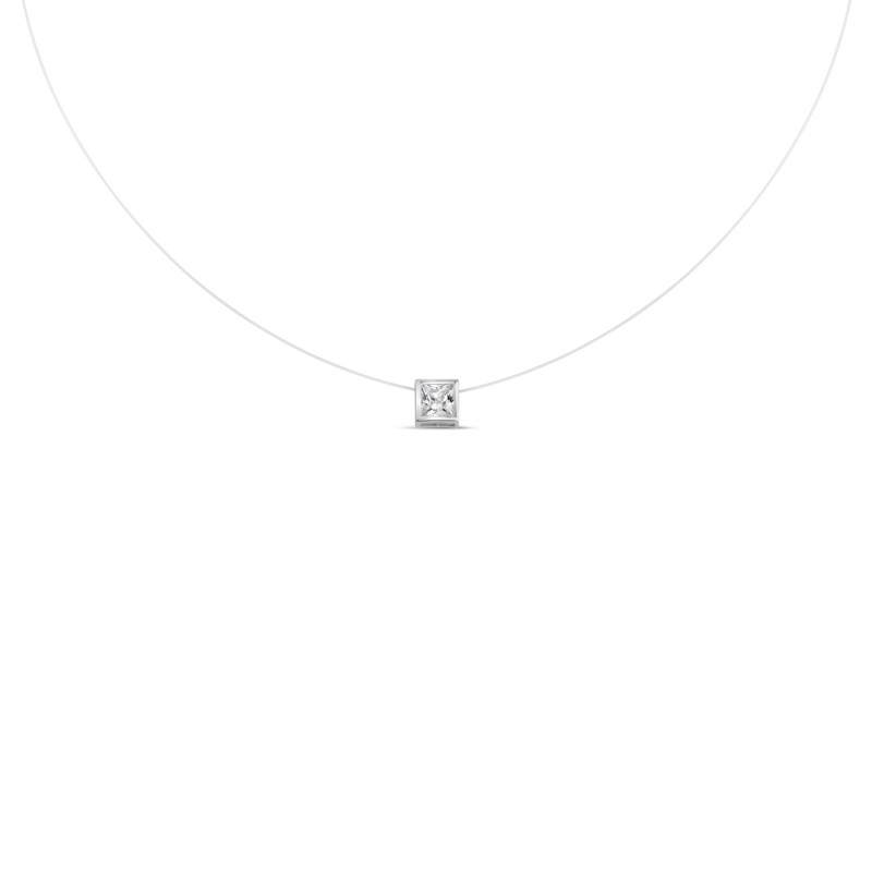 Adjustable square pattern transparent necklace - Necklaces - Guiot de Bourg