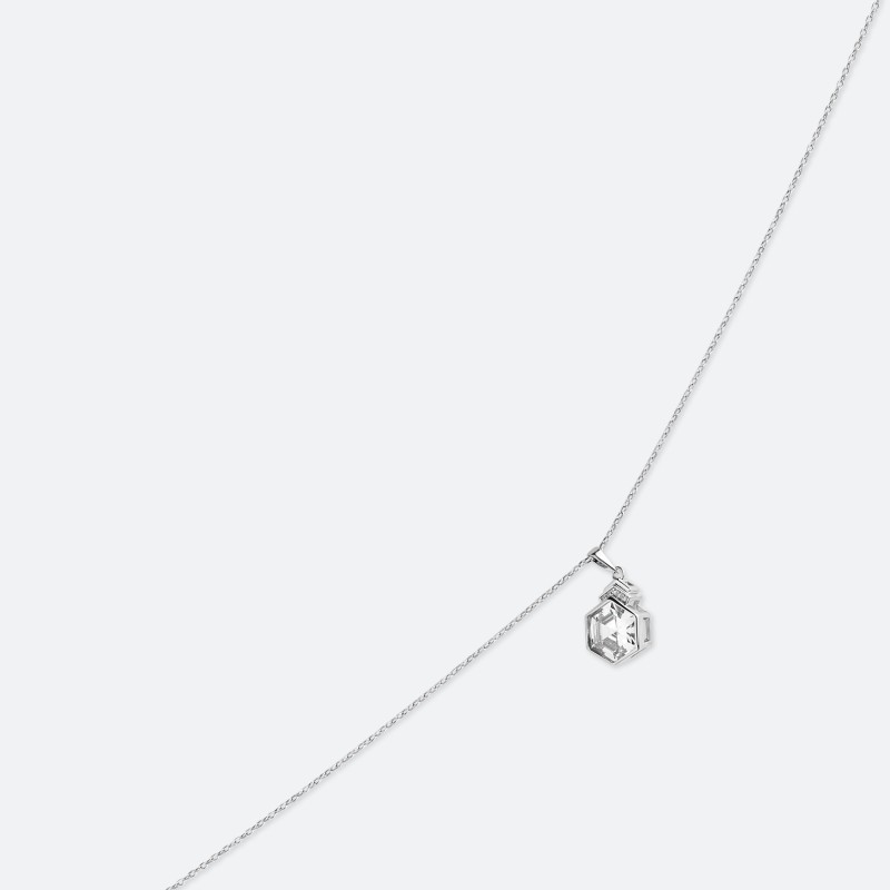 COLLIER PENDENTIF HEXAGONALE CZ 40+5CM RH - Necklaces - Guiot de Bourg