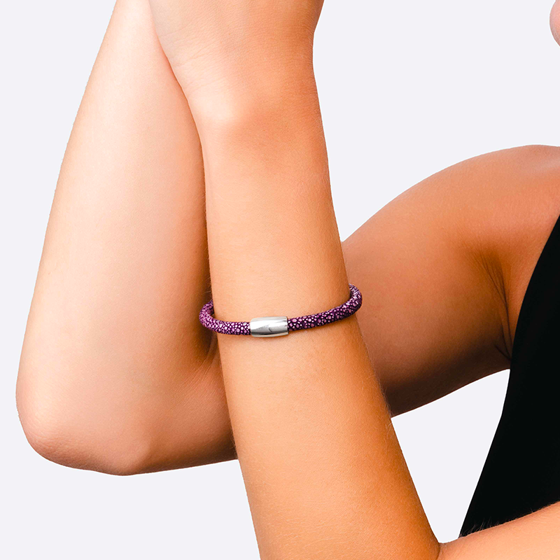 Mauve shagreen bracelet - Shagreen - Guiot de Bourg
