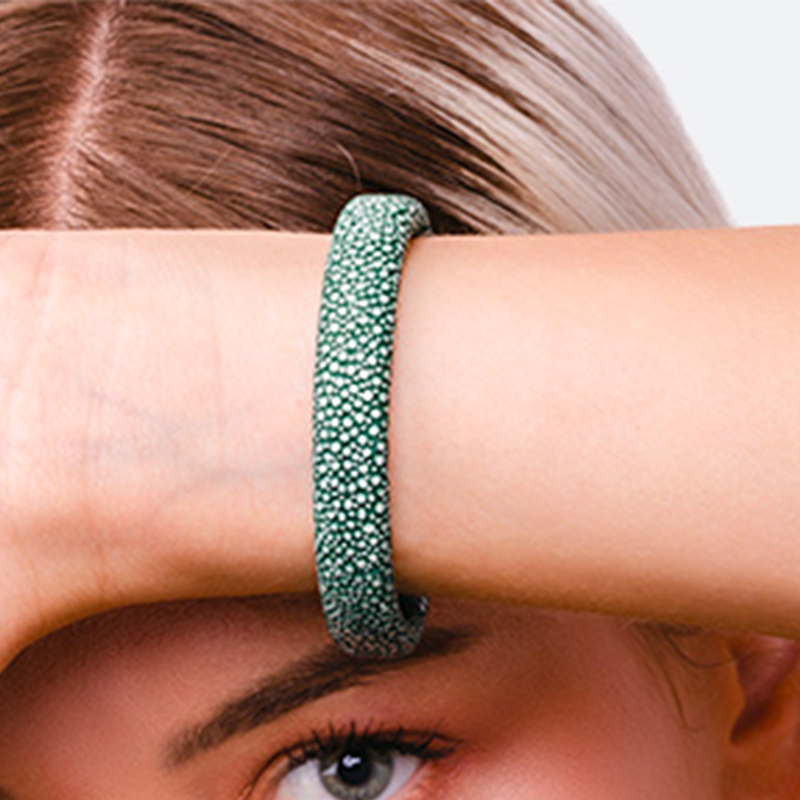 Bracelet galuchat vert kaki 10 - Galuchat - Guiot de Bourg