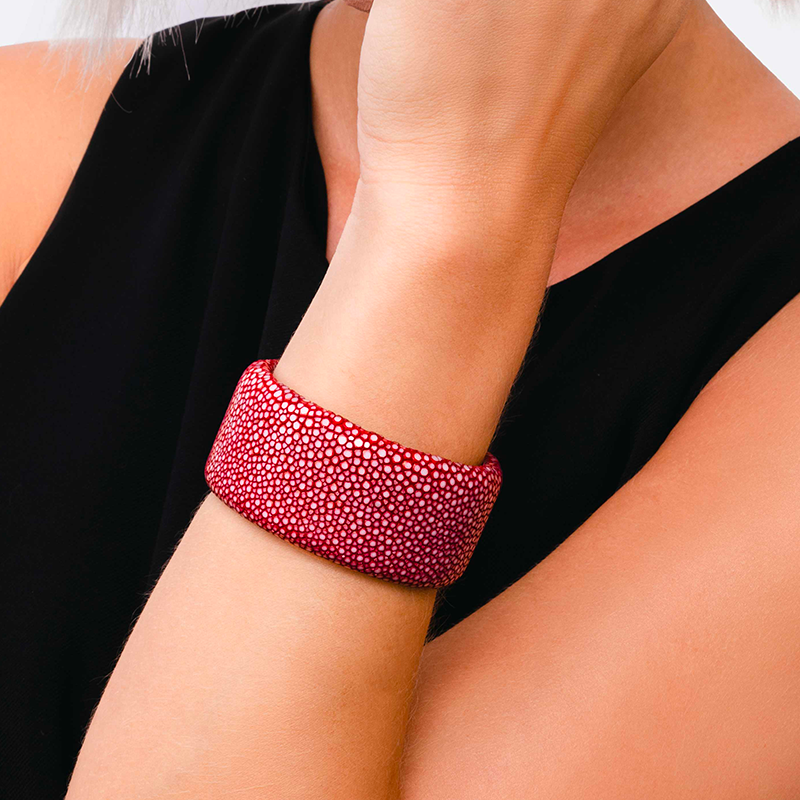 Red shagreen bracelet - Shagreen - Guiot de Bourg