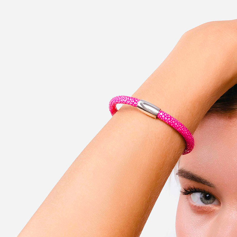 Pink fuchsia shagreen bracelet - Shagreen - Guiot de Bourg