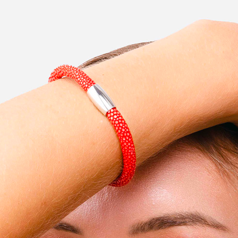 Red shagreen bracelet - Shagreen - Guiot de Bourg