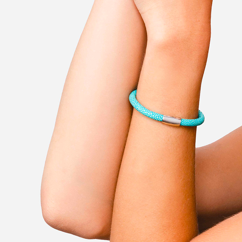 Turquoise shagreen bracelet - Shagreen - Guiot de Bourg