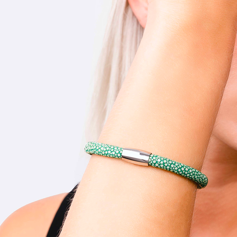 Bracelet galuchat vert kaki - Galuchat - Guiot de Bourg